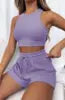 Women Sets Fashion Two Piece Satin Sets Ladies Summer  Vest and Shorts Pans Women's Casual Clothings