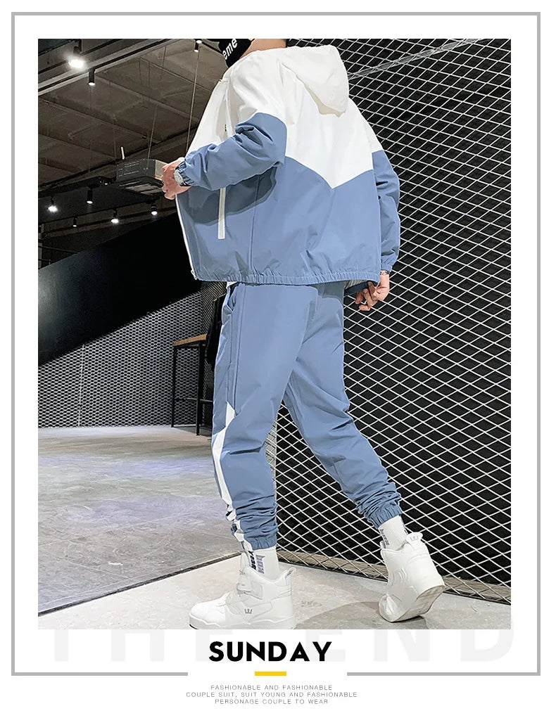 Fashion Sports Wear Men  Spring Autumn 2 Piece Zip up Tracksuit Jogger Oversize Street Active Wear Casual Gym Jacket  Sets