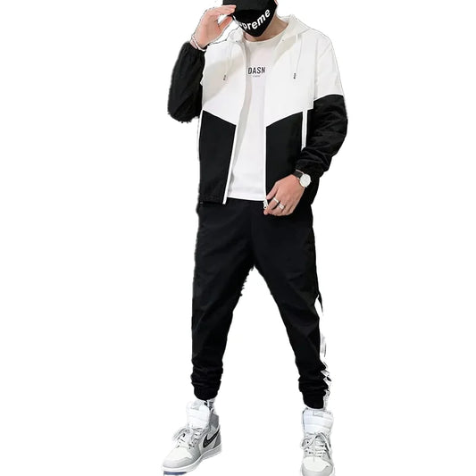 Fashion Sports Wear Men  Spring Autumn 2 Piece Zip up Tracksuit Jogger Oversize Street Active Wear Casual Gym Jacket  Sets
