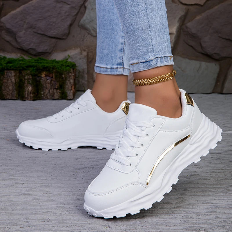 New Arrival Wholesale Student's Casual Walking White Platform Shoes Thick Bottom Increase Shoes for Women New Style 2025