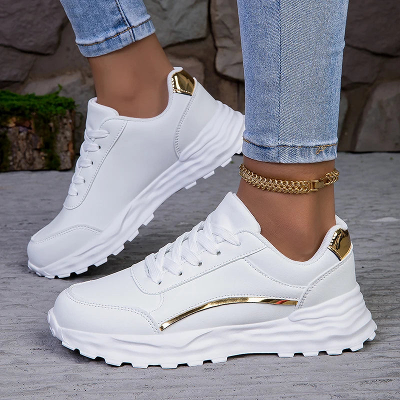 New Arrival Wholesale Student's Casual Walking White Platform Shoes Thick Bottom Increase Shoes for Women New Style 2025