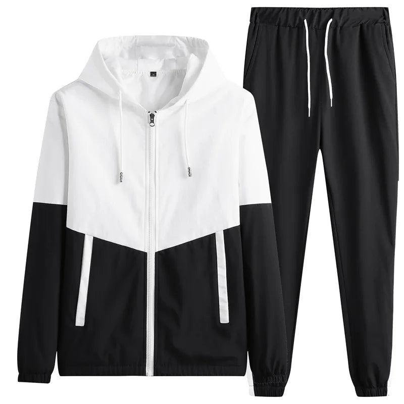 Fashion Sports Wear Men  Spring Autumn 2 Piece Zip up Tracksuit Jogger Oversize Street Active Wear Casual Gym Jacket  Sets