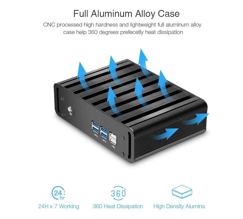 XCY Fanless Mini PC Intel Core I3 I5 I7 DDR3 RAM Single RJ45 LAN Ethernet USB2.0 USB3.0 Win10 Linux Micro Computer