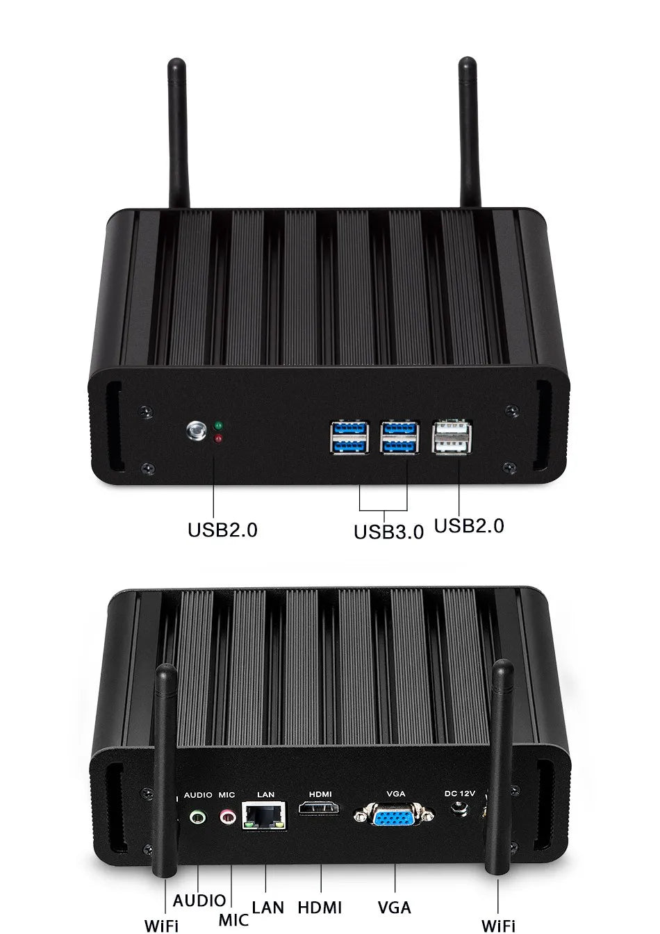 XCY Fanless Mini PC Intel Core I3 I5 I7 DDR3 RAM Single RJ45 LAN Ethernet USB2.0 USB3.0 Win10 Linux Micro Computer