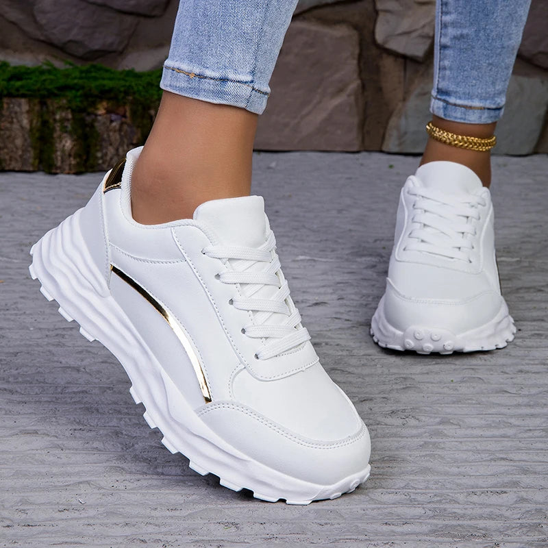 New Arrival Wholesale Student's Casual Walking White Platform Shoes Thick Bottom Increase Shoes for Women New Style 2025