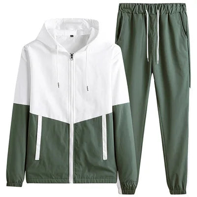 Fashion Sports Wear Men  Spring Autumn 2 Piece Zip up Tracksuit Jogger Oversize Street Active Wear Casual Gym Jacket  Sets