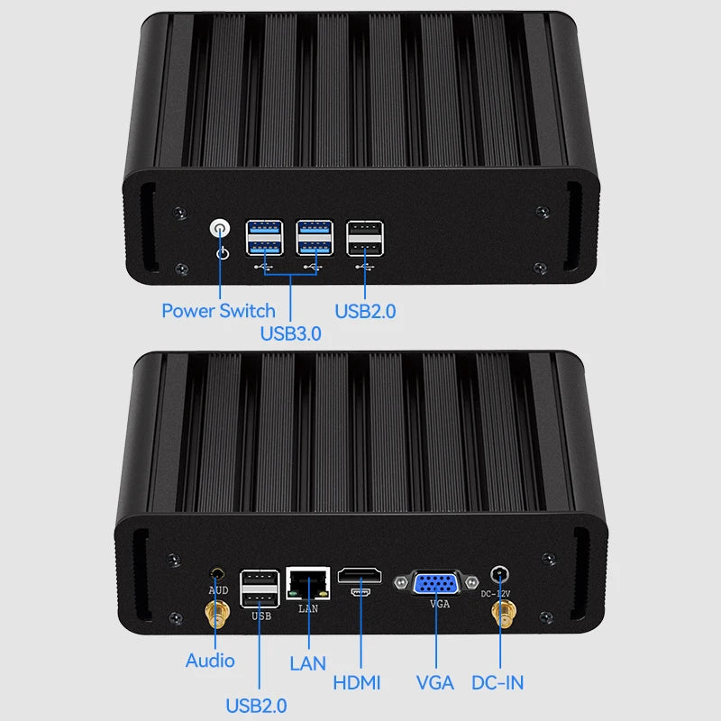 XCY Fanless Mini PC Intel Core I3 I5 I7 DDR3 RAM Single RJ45 LAN Ethernet USB2.0 USB3.0 Win10 Linux Micro Computer