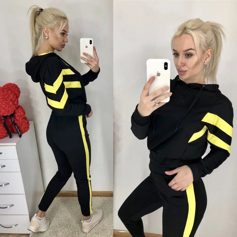 Pullover Hoodies Sets Women Clothing Two Piece Long Sleeve Set