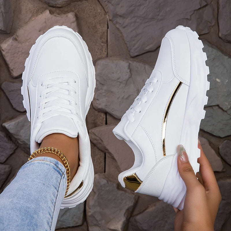 New Arrival Wholesale Student's Casual Walking White Platform Shoes Thick Bottom Increase Shoes for Women New Style 2025