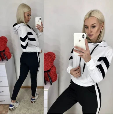 New Arrival Pullover Hoodies Crop Top Sets Women Clothing Fall Custom Two Piece Long Sleeve Women Set