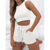 Women Sets Fashion Two Piece Satin Sets Ladies Summer  Vest and Shorts Pans Women's Casual Clothings