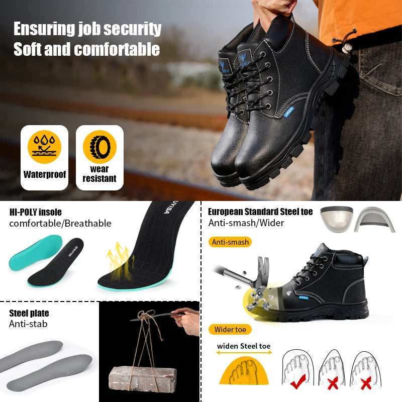 Heat-resistant Safety Boot Shoes High Cut Steel Toe Anti-smash Breathable